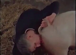 Adorable dark-haired gal gets fucked by a pig