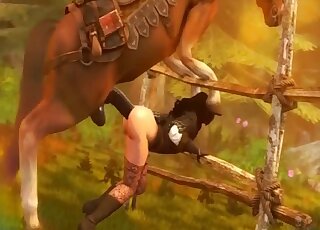 Asian angel is having fun with her trained pooch