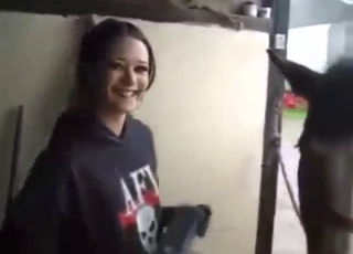 Bestiality porn with a brunette teen and horse