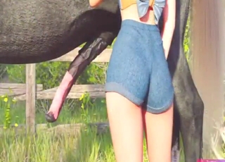 Zoo porn with an animated hottie who loves horses