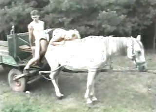 Kinky bestiality couple fuck a horse