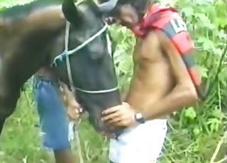 Man and his lovely horse have nasty bestiality sex