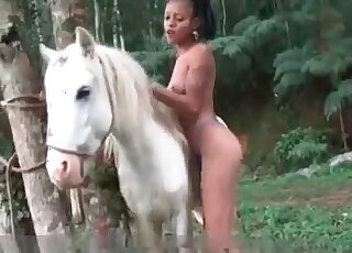 Seductive horse being freaky in a free porn vid